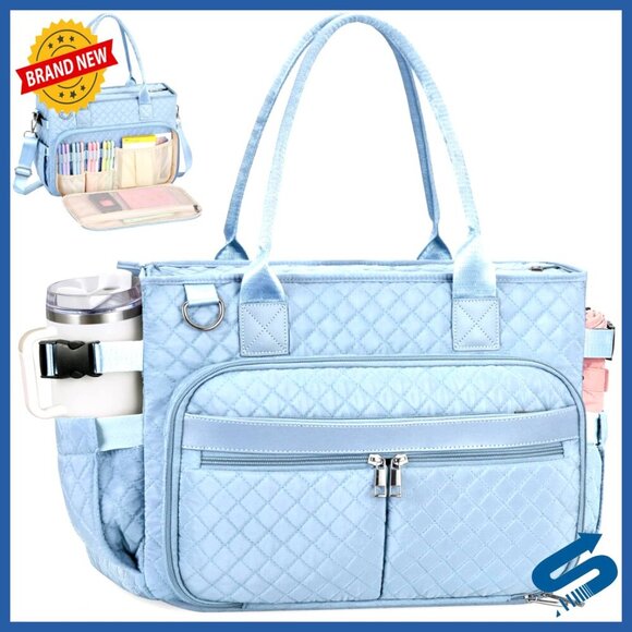 Handbags - Large Tote Bag with Laptop Compartment Multiple Pockets Work Travel Organizer